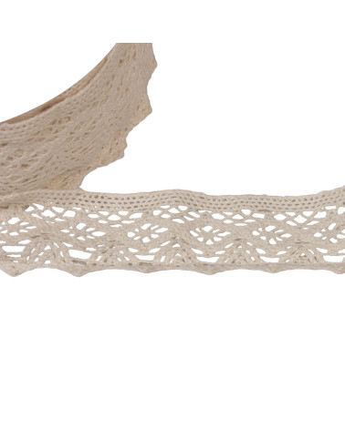 Bobine 20m dentelle coton losanges 42mm écru clair