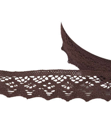 Bobina da 20 m di pizzo di cotone diamante 42 mm marrone scuro