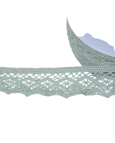 20m spool of diamond cotton lace 42mm almond green