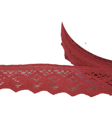 Bobina da 20 m di pizzo di cotone diamante da 42 mm bordeaux