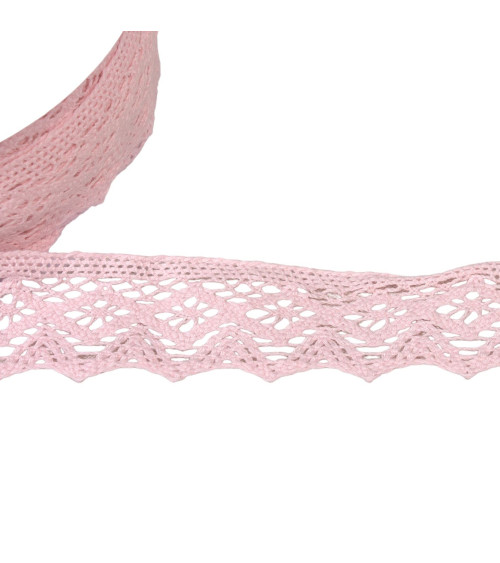 20m spool of diamond cotton lace 42mm light pink