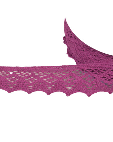 Bobine 20m dentelle coton losanges 42mm violet