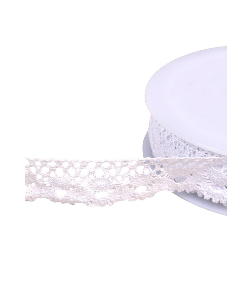 Bobina 20m encaje algodon corona 30mm blanco