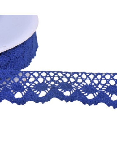Bobina da 20 m corona di pizzo di cotone da 30 mm blu reale