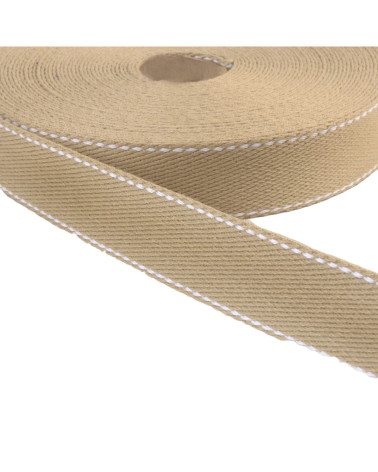 Saddle stitch strap 30mm taupe by the meter