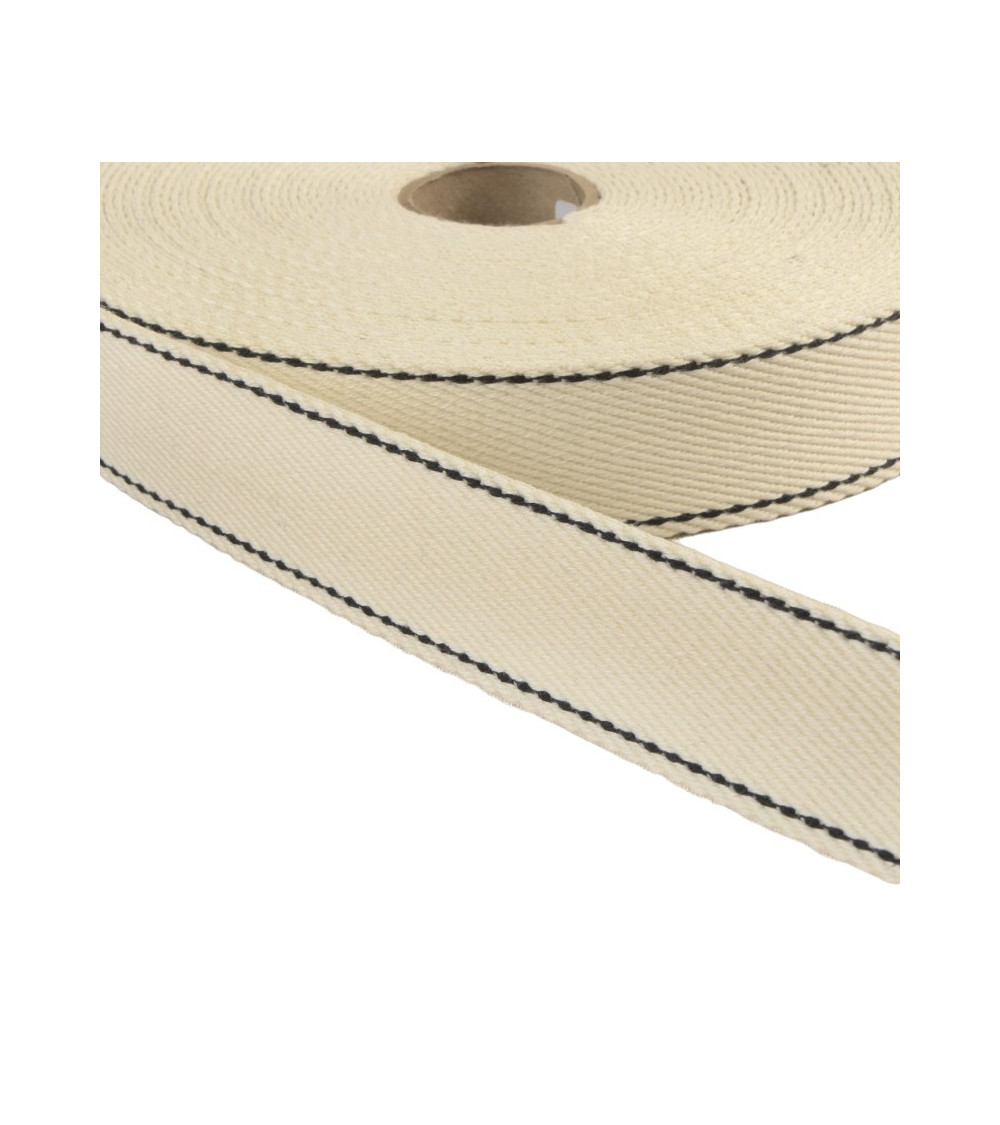 30mm beige saddle stitch strap by the meter