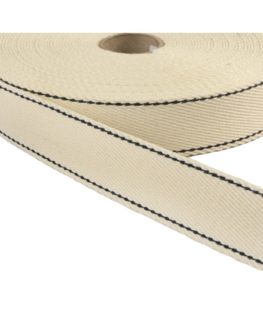 30mm beige saddle stitch strap by the meter