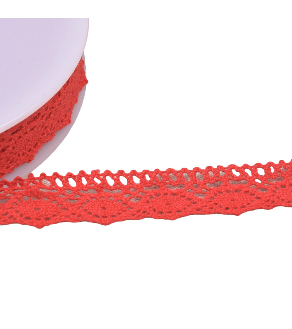 20m spool of cotton lace "turtle" 20mm red