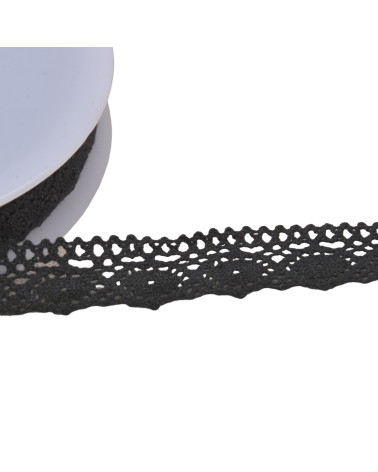 Bobina da 20 m di pizzo di cotone "tartaruga" da 20 mm nero