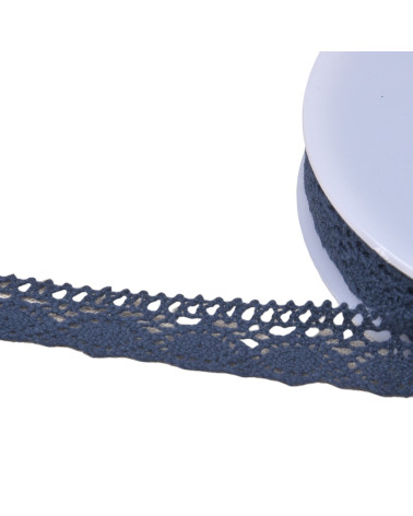 20m bobbin of cotton lace "turtle" 20mm navy blue