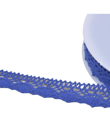 Bobina de 20m de encaje de algodón "tortuga" 20mm azul real