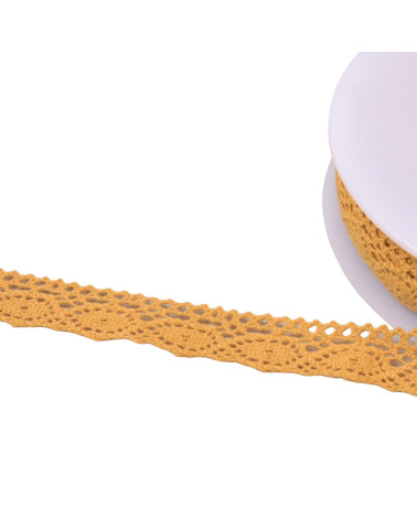 20m bobbin of cotton lace "turtle" 20mm mustard