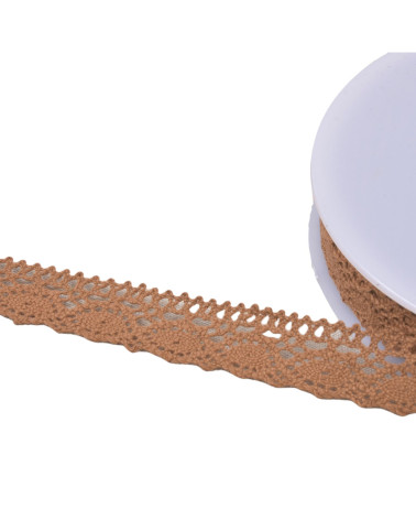 20m spool of cotton lace "turtle" 20mm dark beige