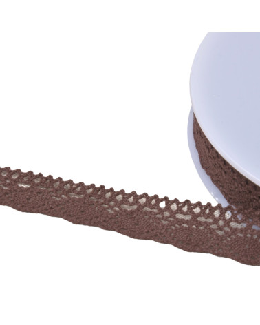 Bobine 20m dentelle coton "tortue" 20mm marron foncé
