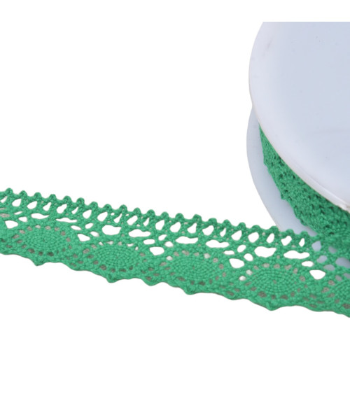 20m spool of cotton lace "turtle" 20mm bright green