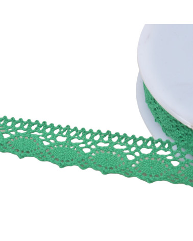 Bobine 20m dentelle coton "tortue" 20mm vert vif