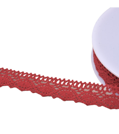 20m spool of cotton lace "turtle" 20mm burgundy