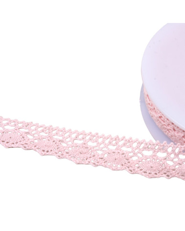 Bobina de 20m de encaje de algodón "tortuga" 20mm rosa claro
