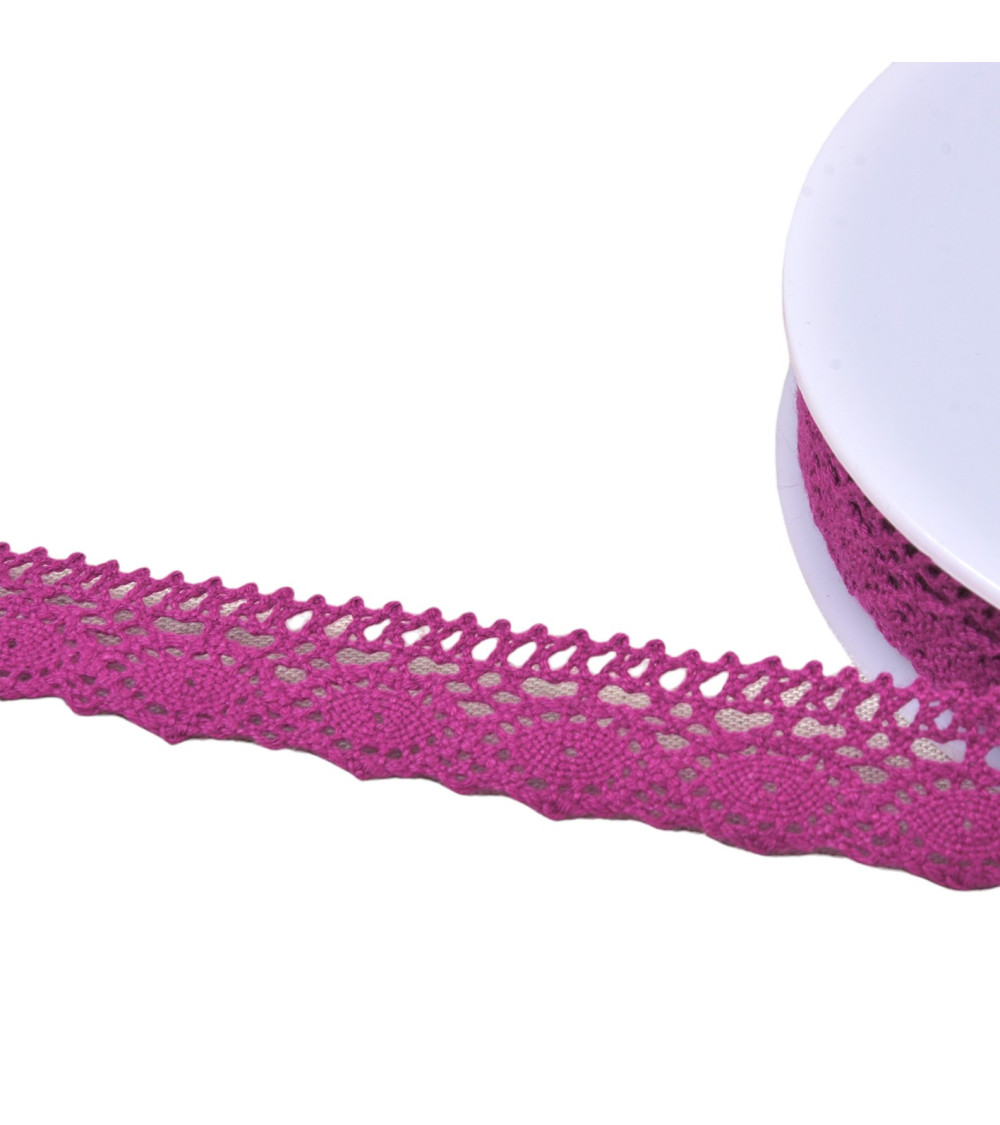 20m spool of cotton lace "turtle" 20mm purple