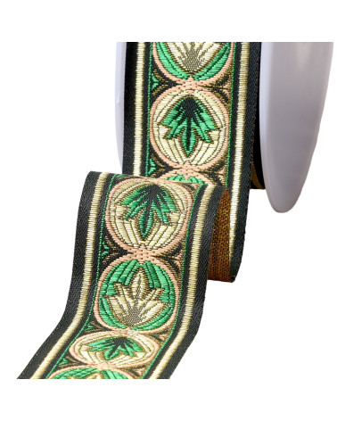 20m spool of Louis jacquard braid 45mm dark green