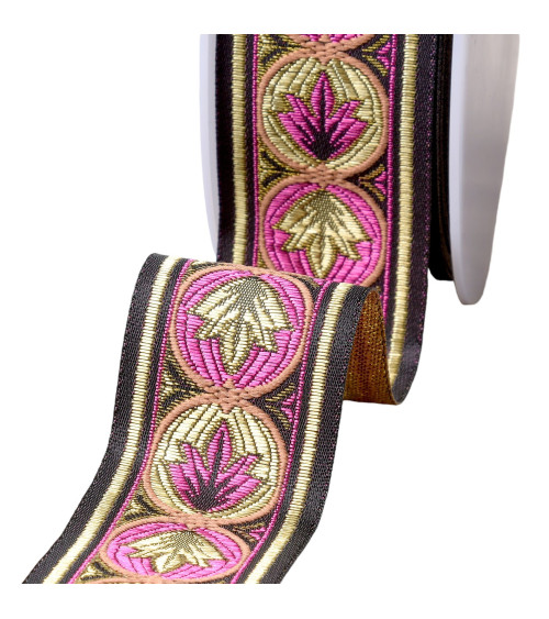 20m spool of Louis jacquard braid 45mm fuchsia