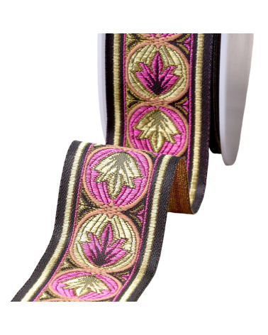 Bobine 20m galon jacquard louis 45mm fuchsia
