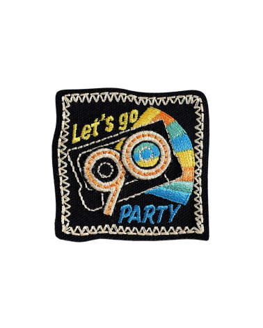 Ecusson thermocollant let's go 90 party 4,6cm x 4,5cm