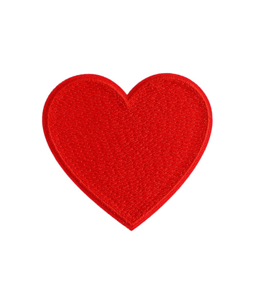 Red heart iron-on patch 6.4cm x 6cm