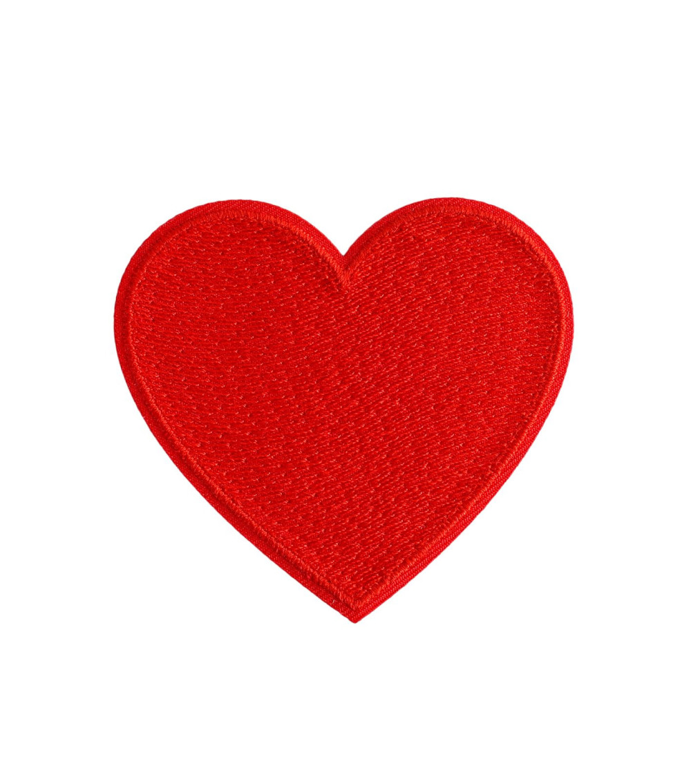 Red heart iron-on patch 6.4cm x 6cm
