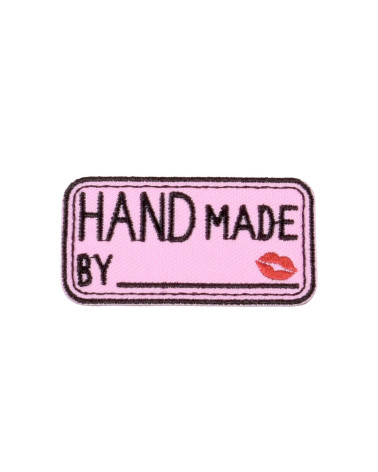 100 % handgefertigter Aufnäher zum Aufbügeln, rosa, rechteckig, 4,7 cm x 2,5 cm