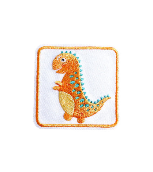 Iron-on patch cute animals dinosaur orange 5cm x 5cm
