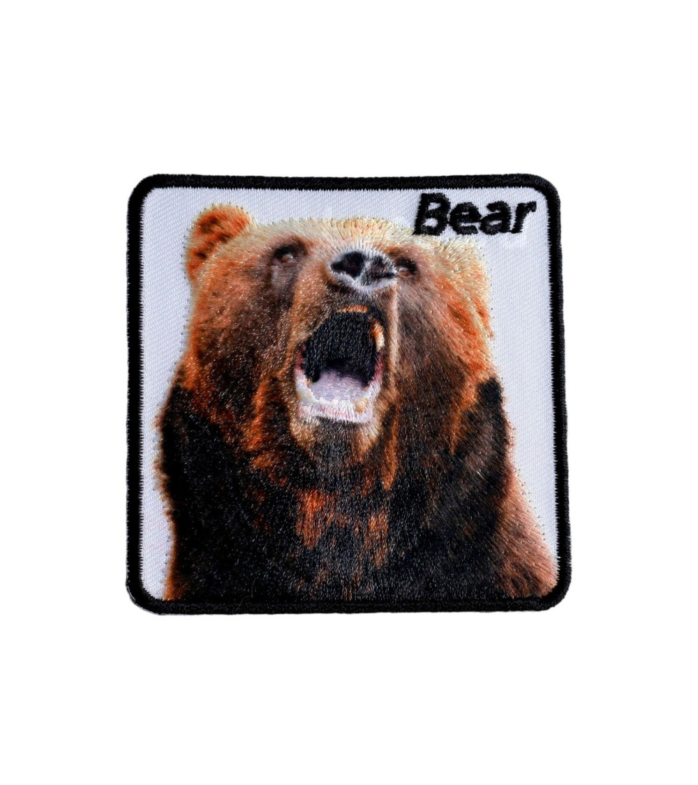 Set of 3 wild animal bear iron-on patches 6.5cm x 6.5cm