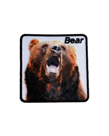 Set of 3 wild animal bear iron-on patches 6.5cm x 6.5cm