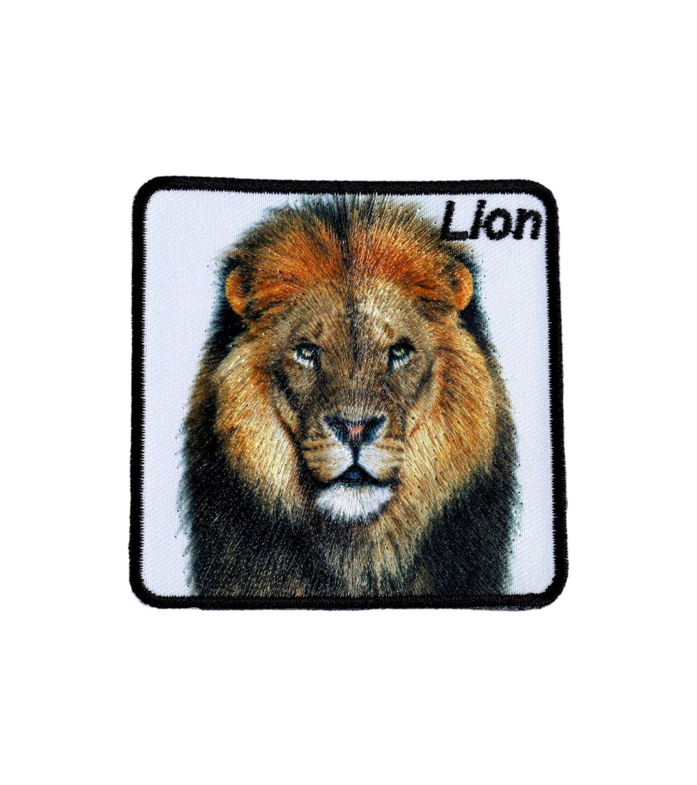 Set of 3 iron-on wild animal lion patches 6.5cm x 6.5cm