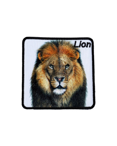Set of 3 iron-on wild animal lion patches 6.5cm x 6.5cm
