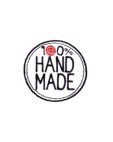 Set of 3 100% handmade round white iron-on patches 3.5cm x 3.5cm