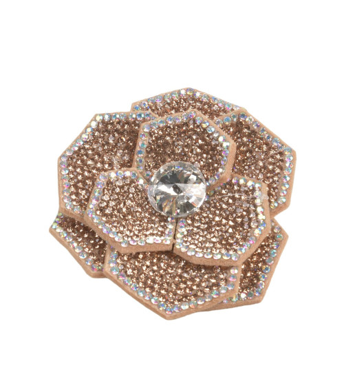 Flower rhinestone brooch 10cm x 7cm gold