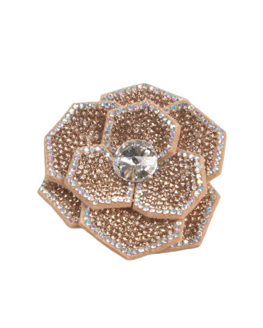 Flower rhinestone brooch 10cm x 7cm gold