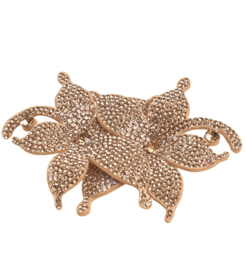 Flower rhinestone brooch 10cm x 7cm gold