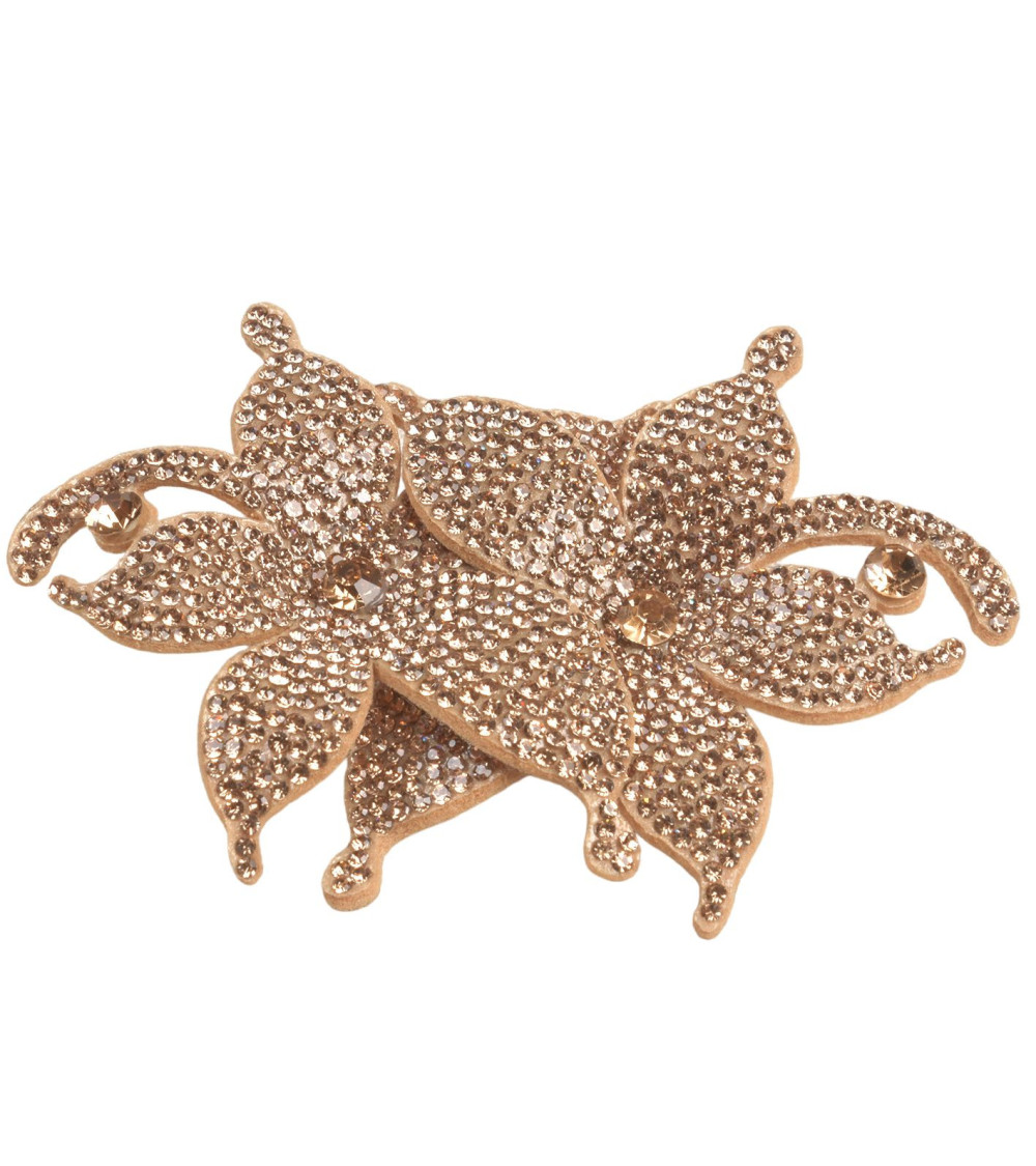 Flower rhinestone brooch 10cm x 7cm gold