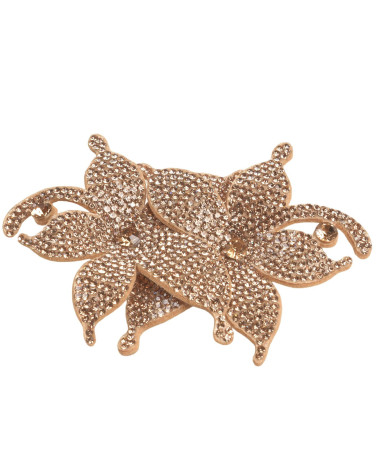 Flower rhinestone brooch 10cm x 7cm gold