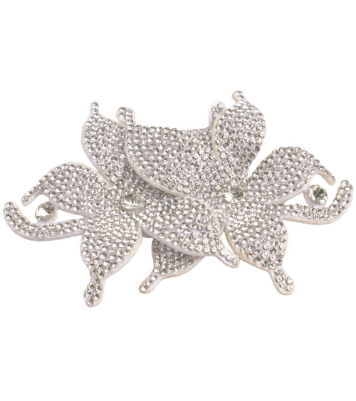 Flower brooch rhinestone 10cm x 7cm white