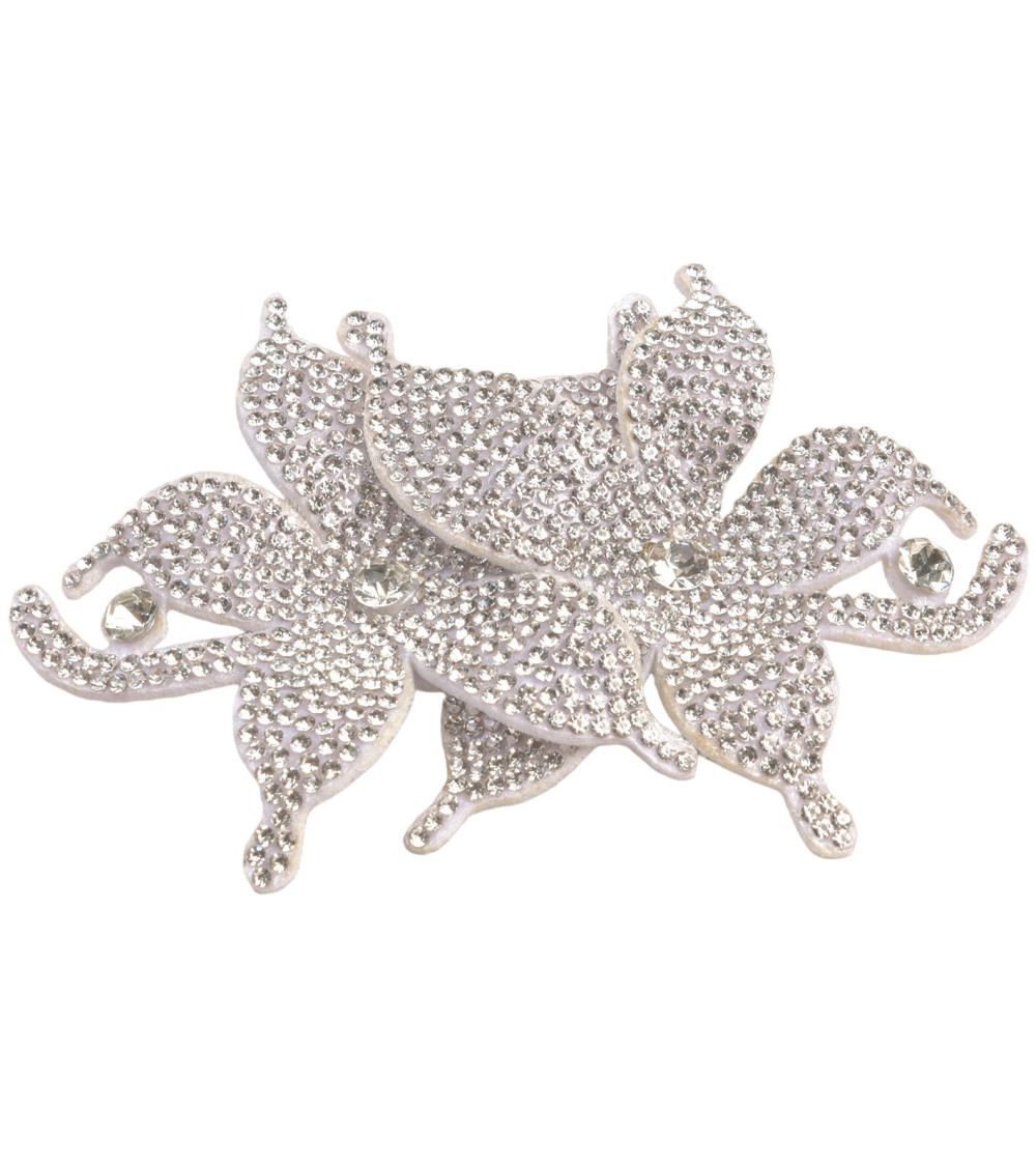 Spilla fiore strass 10 cm x 7 cm bianco