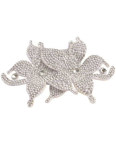 Flower brooch rhinestone 10cm x 7cm white