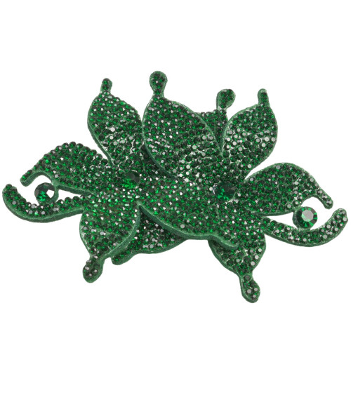 Rhinestone flower brooch 10cm x 7cm Normandy green