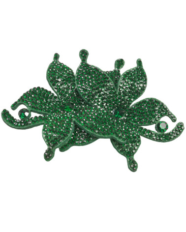 Strass-Blumenbrosche 10 cm x 7 cm Normandie-Grün