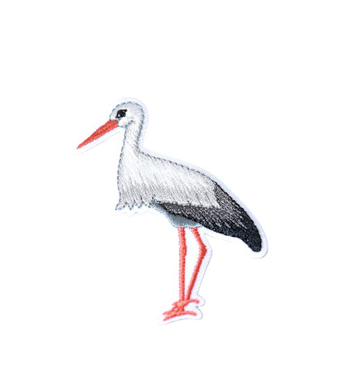 Standing stork iron-on patch