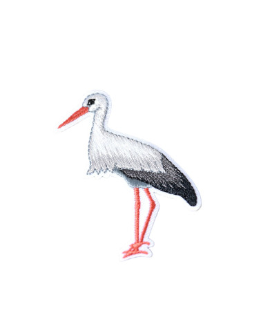 Standing stork iron-on patch