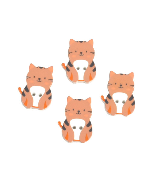 2-hole cat button brown tabby cat in wood 27mm