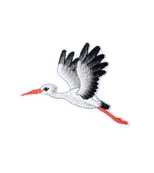 Set of 3 stork in flight iron-on patches